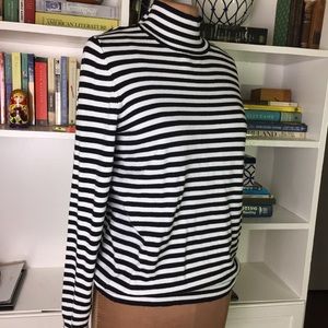 Calvin Klein Black & White Striped Turtleneck